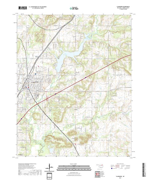 Claremore, OK — USGS 7.5-minute topo (2022)