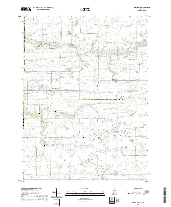 Young America, IN — USGS 7.5-minute topo (2022)