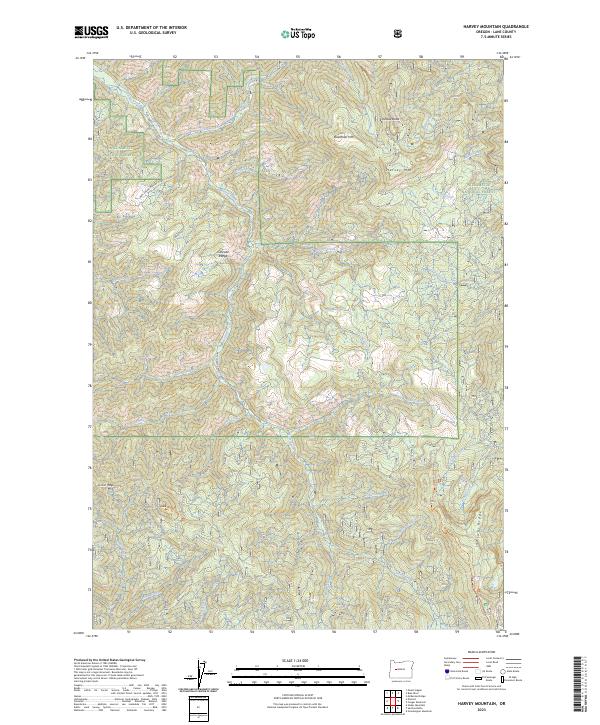 Harvey Mountain, OR — USGS 7.5-minute topo (2023)