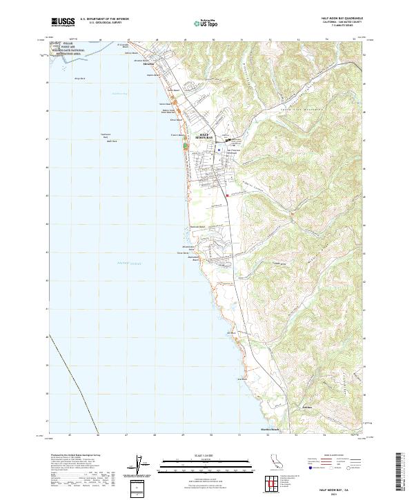Half Moon Bay, CA — USGS 7.5-minute topo (2021)