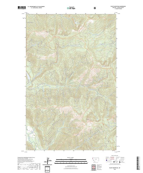 Pulpit Mountain, MT — USGS 7.5-minute topo (2024)