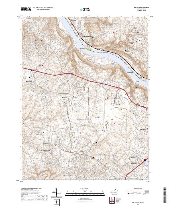 Burlington, KY-OH — USGS 7.5-minute topo (2022)