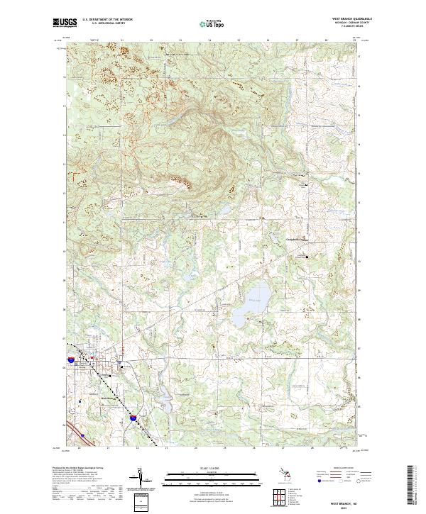West Branch, MI — USGS 7.5-minute topo (2023)