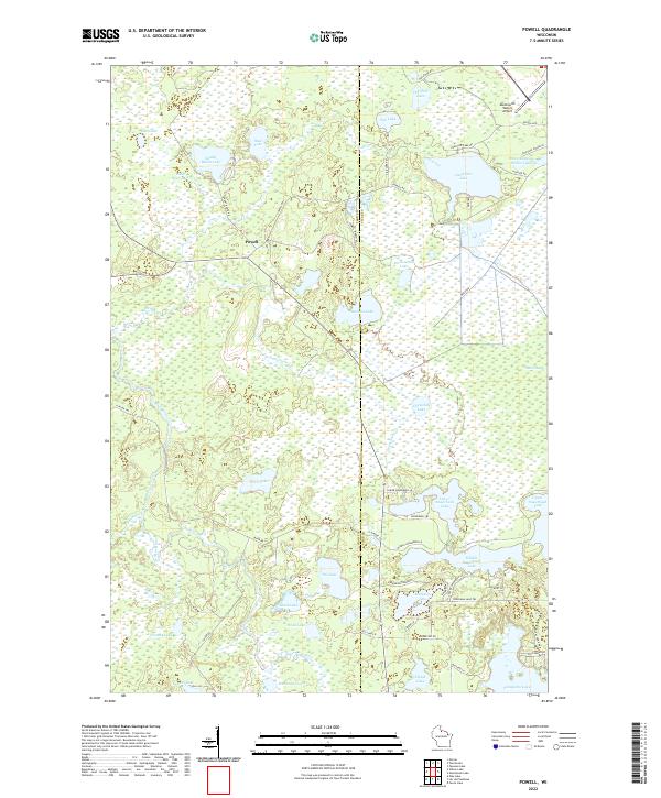 Powell, WI — USGS 7.5-minute topo (2022)