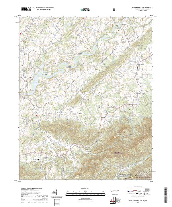 Davy Crockett Lake, TN-NC — USGS 7.5-minute topo (2022)