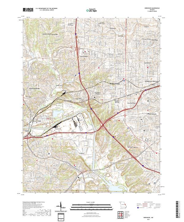 Kirkwood, MO — USGS 7.5-minute topo (2021)