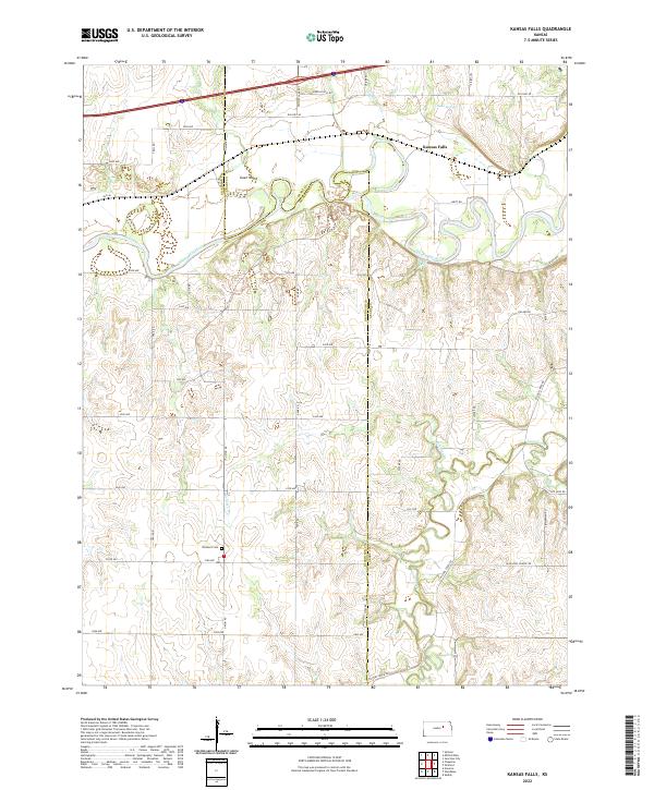 Kansas Falls, KS — USGS 7.5-minute topo (2022)