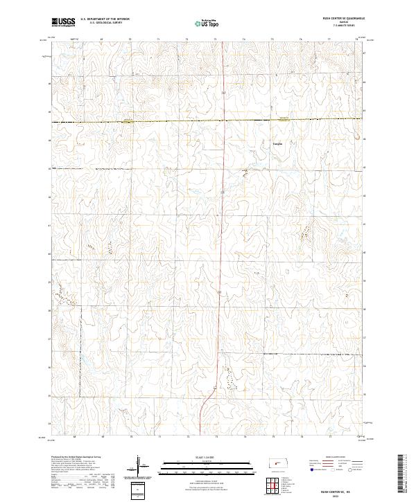 Rush Center SE, KS — USGS 7.5-minute topo (2022)