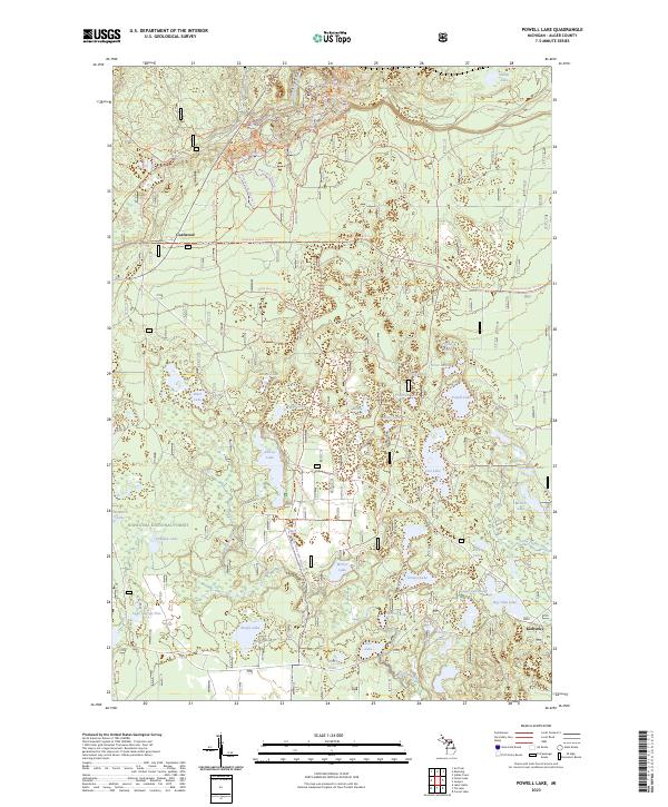 Powell Lake, MI — USGS 7.5-minute topo (2023)