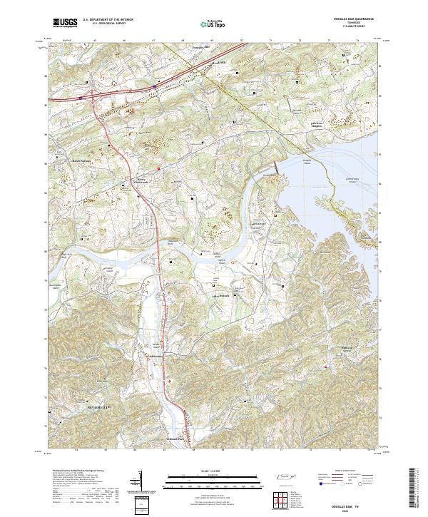 Douglas Dam, TN — USGS 7.5-minute topo (2022)