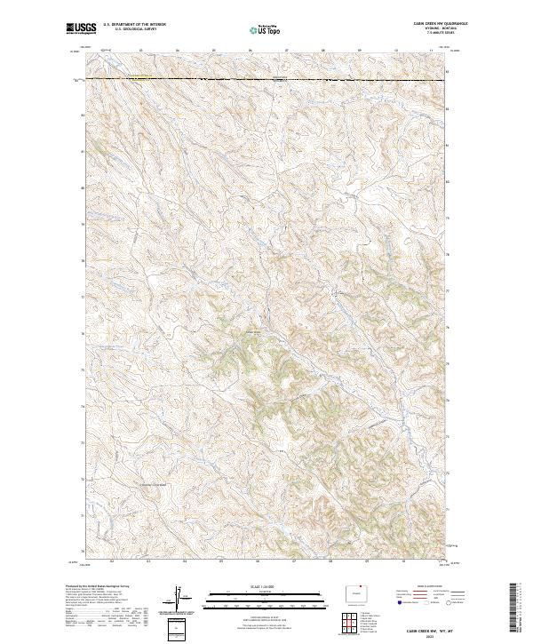 Cabin Creek NW, WY-MT — USGS 7.5-minute topo (2023)