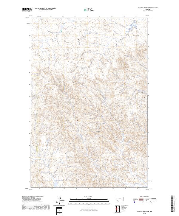 McClure Reservoir, MT — USGS 7.5-minute topo (2024)