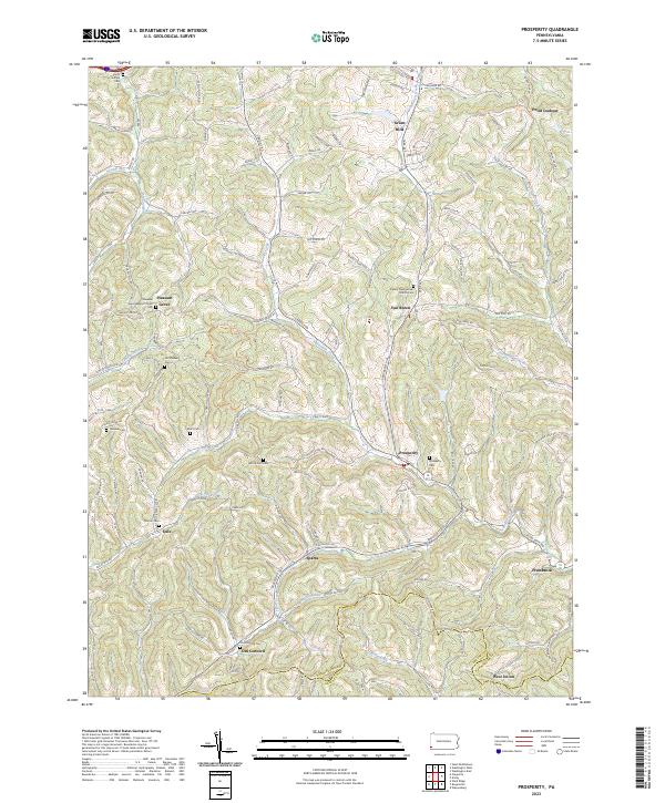 Prosperity, PA — USGS 7.5-minute topo (2023)