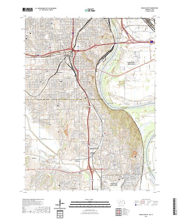 Omaha South, NE-IA — USGS 7.5-minute topo (2021)