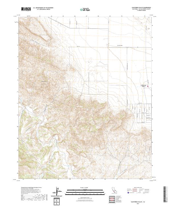 California Valley, CA — USGS 7.5-minute topo (2021)