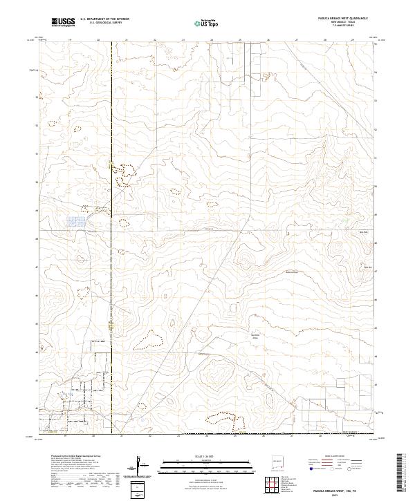 Paduca Breaks West, NM-TX — USGS 7.5-minute topo (2023)