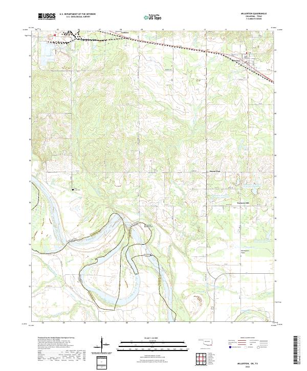 Millerton, OK-TX — USGS 7.5-minute topo (2022)