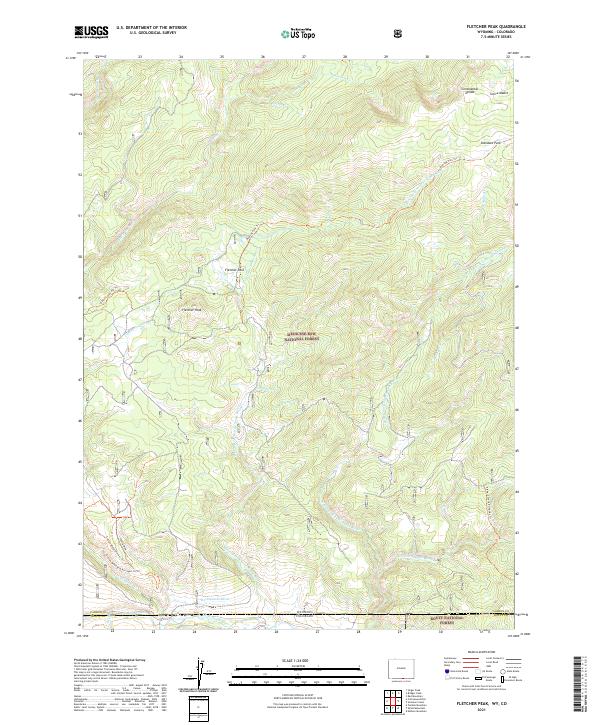 Fletcher Peak, WY-CO — USGS 7.5-minute topo (2021)