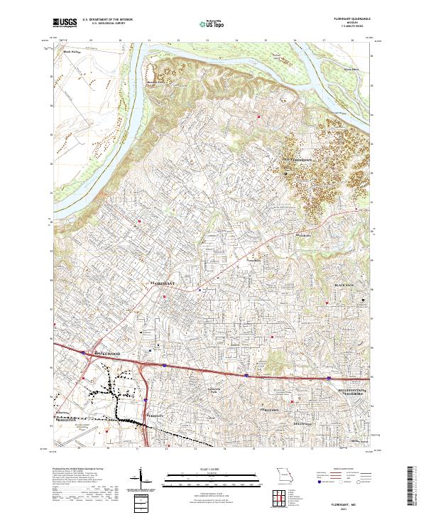 Florissant, MO — USGS 7.5-minute topo (2021)