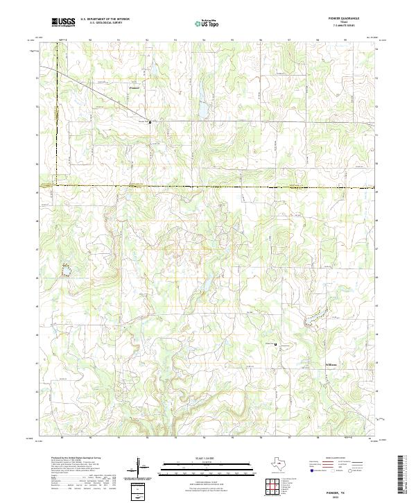 Pioneer, TX — USGS 7.5-minute topo (2022)