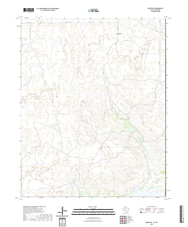 Dreyfoos, TX-OK — USGS 7.5-minute topo (2022)