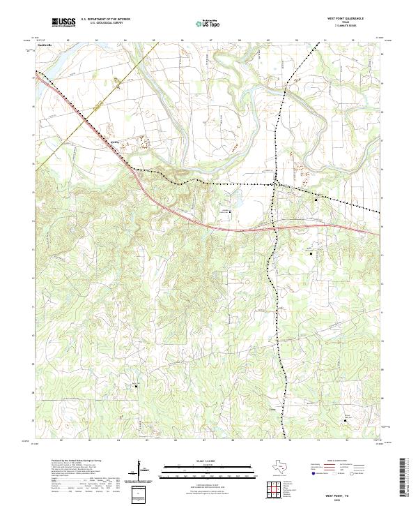 West Point, TX — USGS 7.5-minute topo (2022)