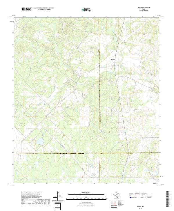 Hindes, TX — USGS 7.5-minute topo (2022)