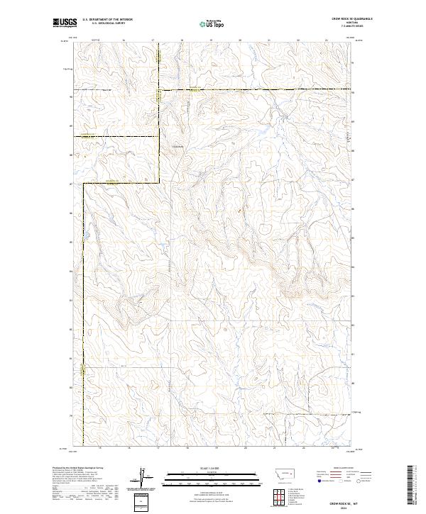 Crow Rock SE, MT — USGS 7.5-minute topo (2024)