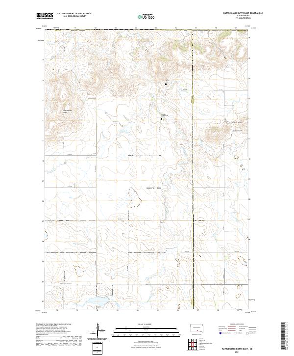 Rattlesnake Butte East, SD — USGS 7.5-minute topo (2021)