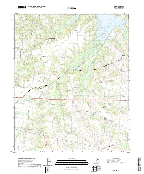Sadler, TX — USGS 7.5-minute topo (2022)