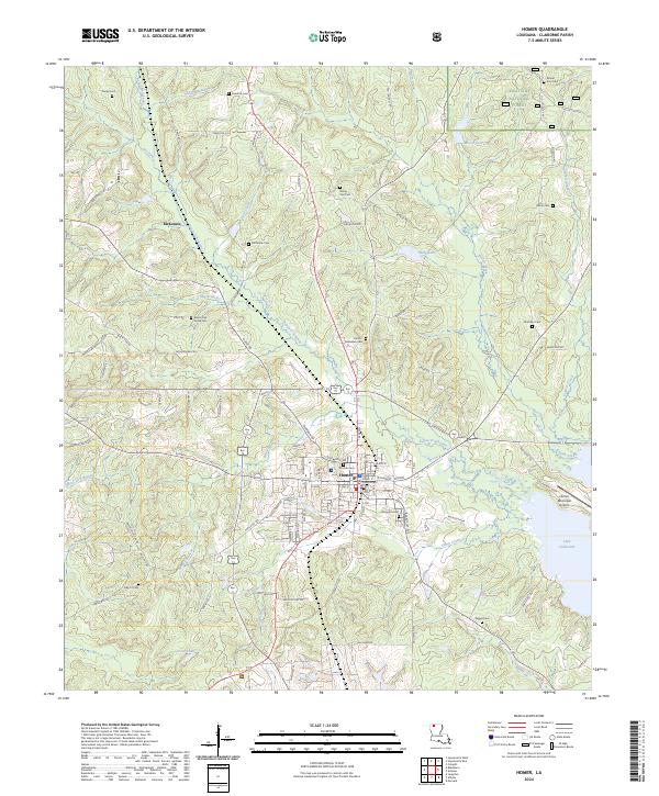 Homer, LA — USGS 7.5-minute topo (2024)