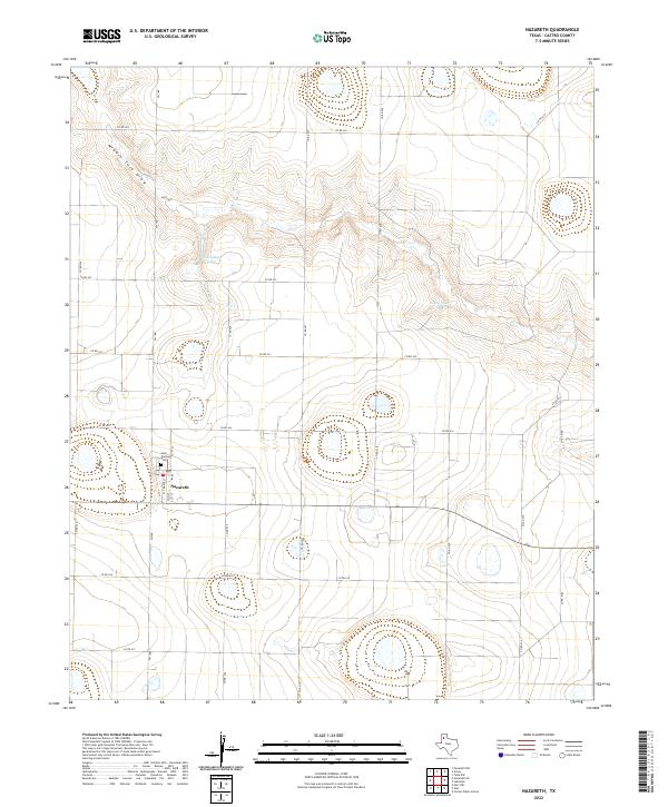 Nazareth, TX — USGS 7.5-minute topo (2022)