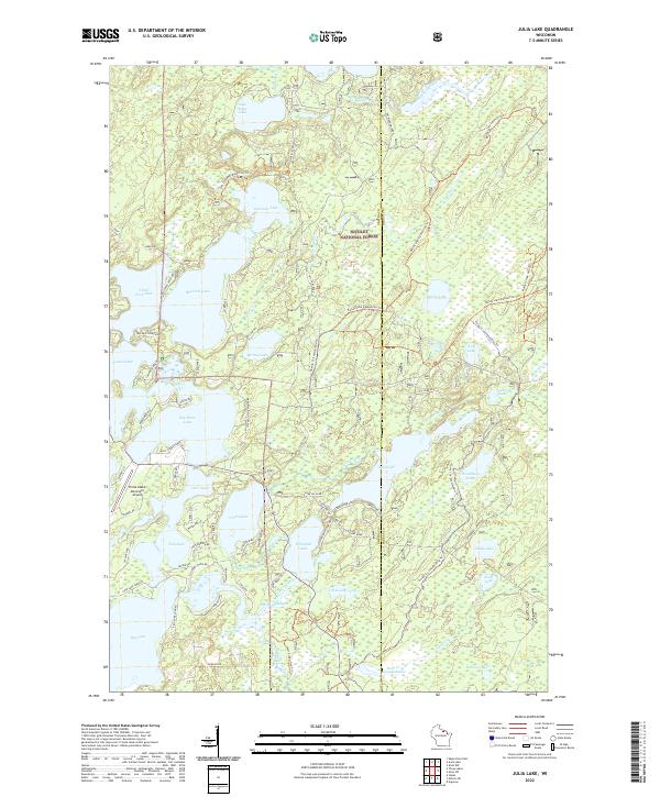 Julia Lake, WI — USGS 7.5-minute topo (2022)