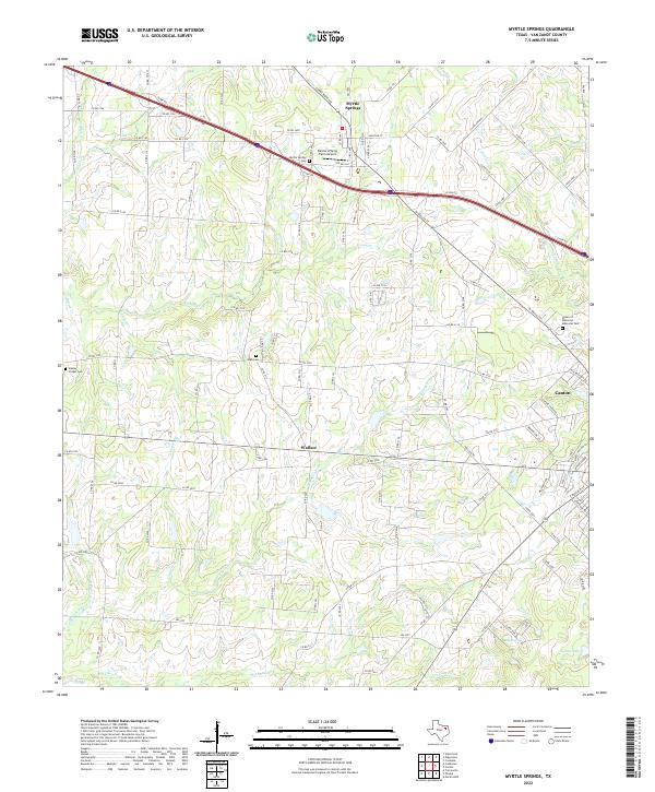 Myrtle Springs, TX — USGS 7.5-minute topo (2022)