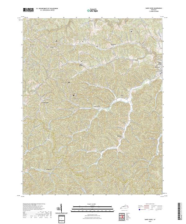 Sandy Hook, KY — USGS 7.5-minute topo (2022)