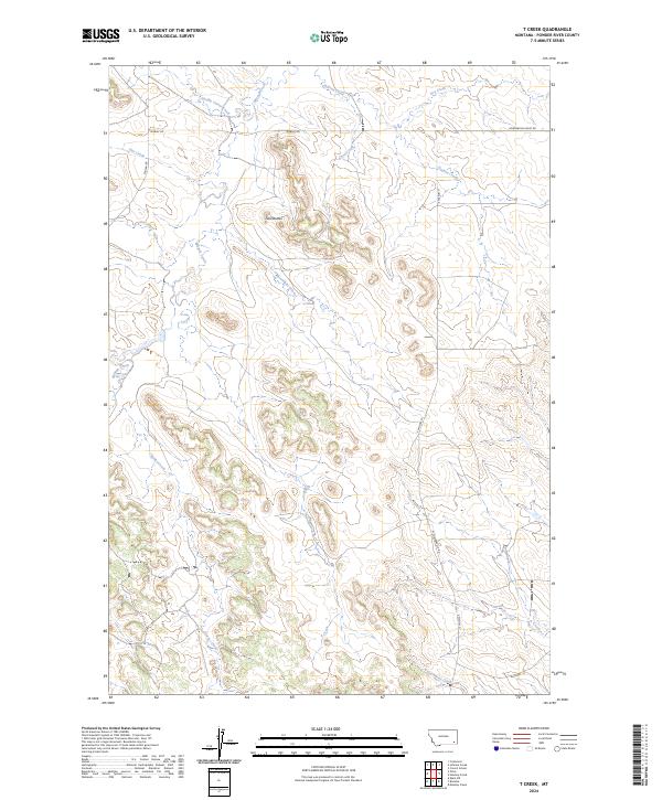 T Creek, MT — USGS 7.5-minute topo (2024)