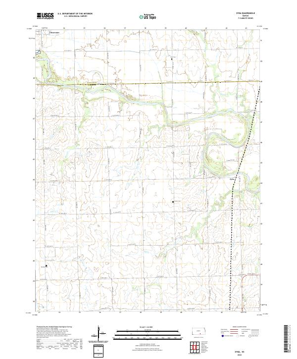 Zyba, KS — USGS 7.5-minute topo (2022)