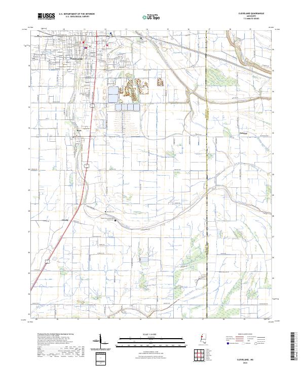 Cleveland, MS — USGS 7.5-minute topo (2024)