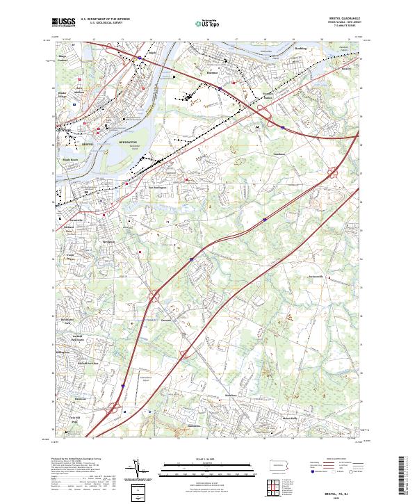 Bristol, PA-NJ — USGS 7.5-minute topo (2023)