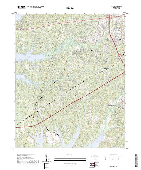 New Hill, NC — USGS 7.5-minute topo (2022)