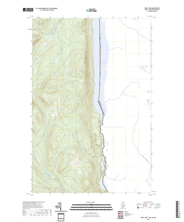 Beau Lake, ME-QC-NB — USGS 7.5-minute topo (2024)