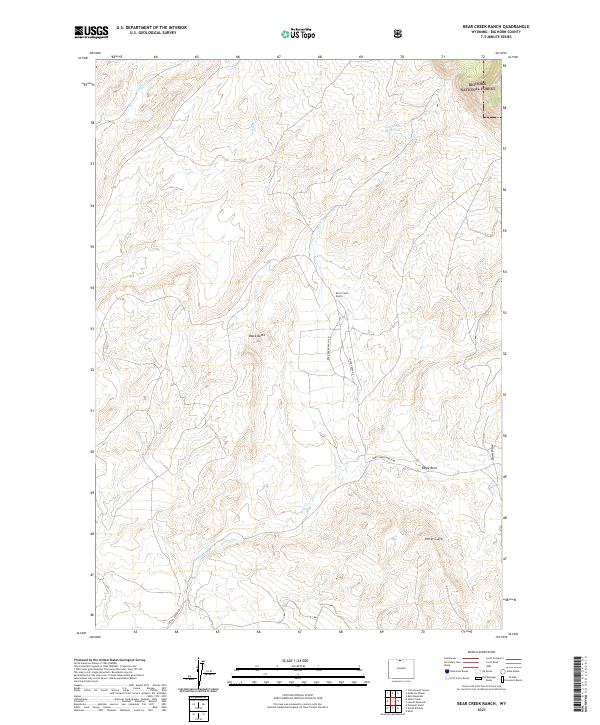 Bear Creek Ranch, WY — USGS 7.5-minute topo (2021)