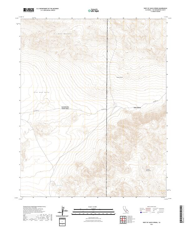 West of Leach Spring, CA — USGS 7.5-minute topo (2021)