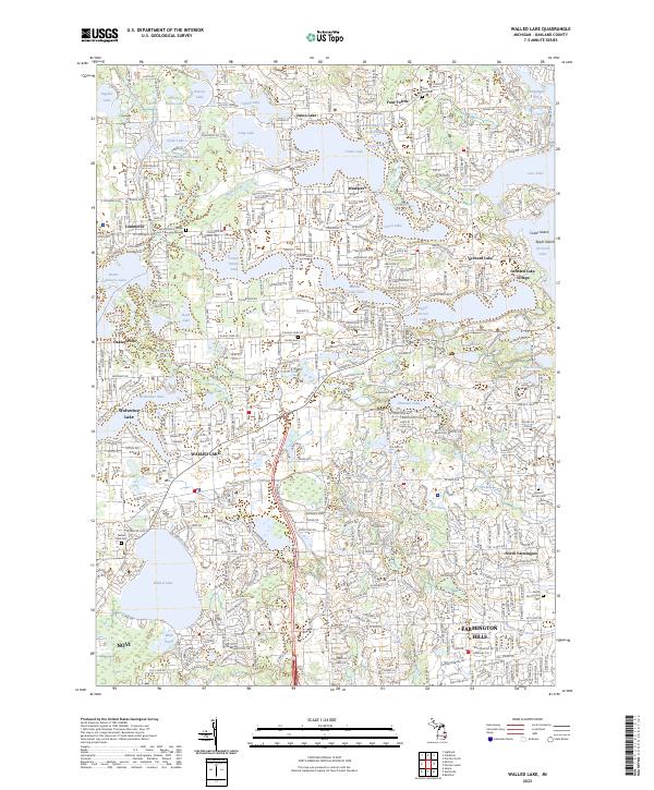 Walled Lake, MI — USGS 7.5-minute topo (2023)