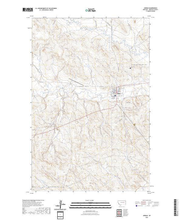 Jordan, MT — USGS 7.5-minute topo (2024)