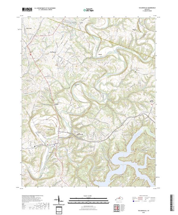 Taylorsville, KY — USGS 7.5-minute topo (2022)