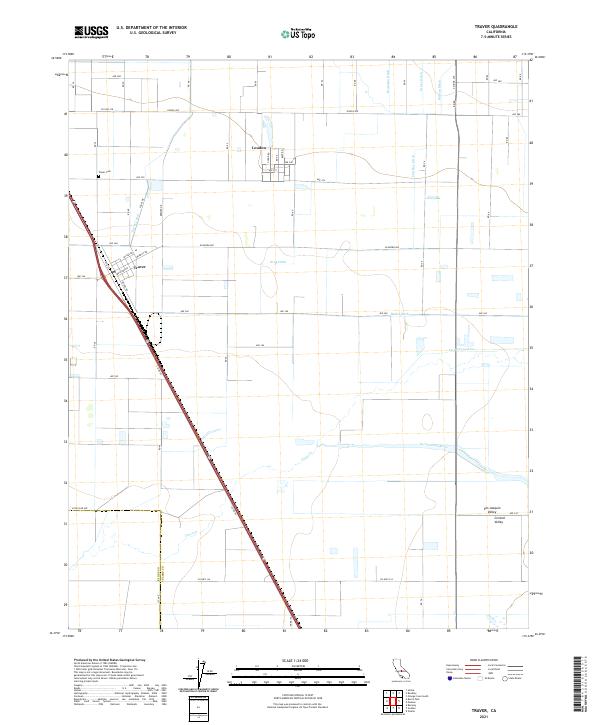 Traver, CA — USGS 7.5-minute topo (2021)