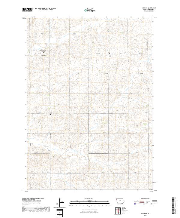 Lebanon, IA — USGS 7.5-minute topo (2022)