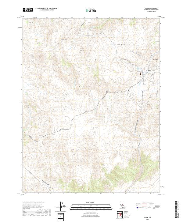 Bodie, CA — USGS 7.5-minute topo (2021)