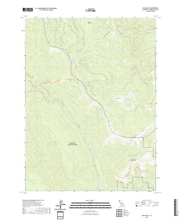 Bald Hills, CA — USGS 7.5-minute topo (2021)